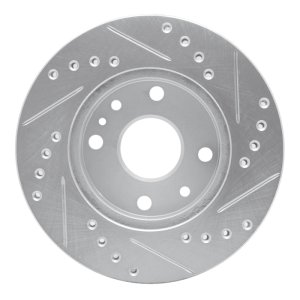 Ford Aspire Brake Rotor (1) - Front Left - R1 Concepts - Drilled & Slotted - Silver - `94-`02